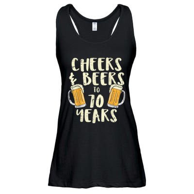  Cheers Beers 70 Years Old 70th Birthday Drinking Gift  Ladies Essential Flowy Tank