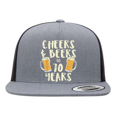  Cheers Beers 70 Years Old 70th Birthday Drinking Gift  Flat Bill Trucker Hat