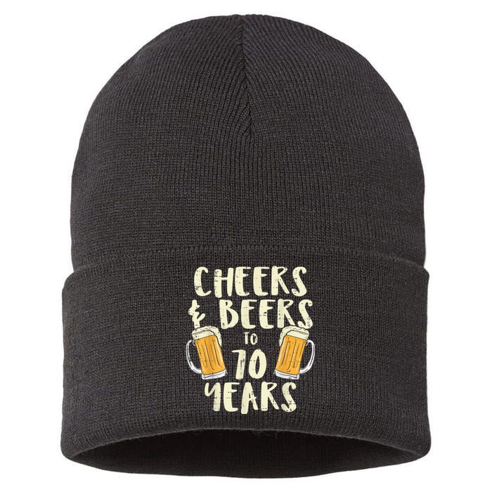  Cheers Beers 70 Years Old 70th Birthday Drinking Gift  Sustainable Knit Beanie