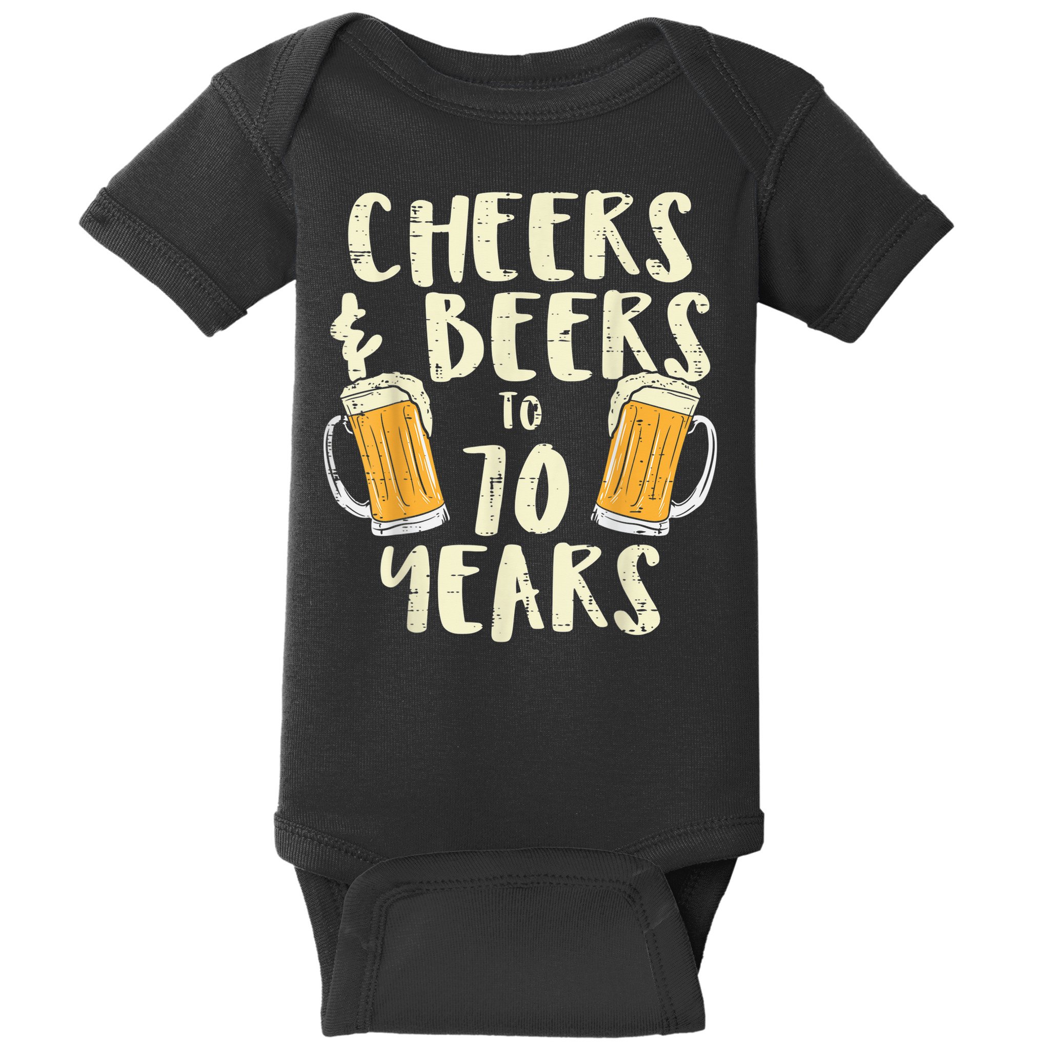  Cheers Beers 70 Years Old 70th Birthday Drinking Gift  Baby Bodysuit