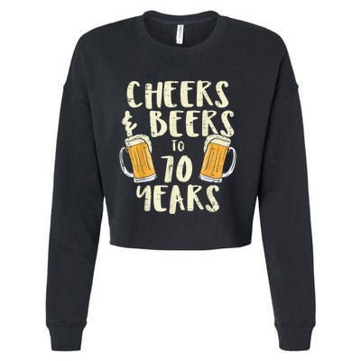  Cheers Beers 70 Years Old 70th Birthday Drinking Gift  Cropped Pullover Crew