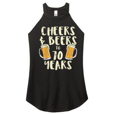  Cheers Beers 70 Years Old 70th Birthday Drinking Gift  Women’s Perfect Tri Rocker Tank