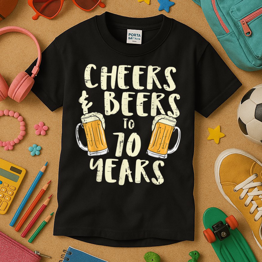  Cheers Beers 70 Years Old 70th Birthday Drinking Gift  Kids T-Shirt
