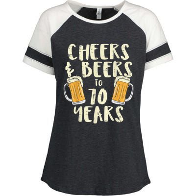  Cheers Beers 70 Years Old 70th Birthday Drinking Gift  Enza Ladies Jersey Colorblock Tee