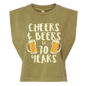  Cheers Beers 70 Years Old 70th Birthday Drinking Gift  Garment-Dyed Women's Muscle Tee