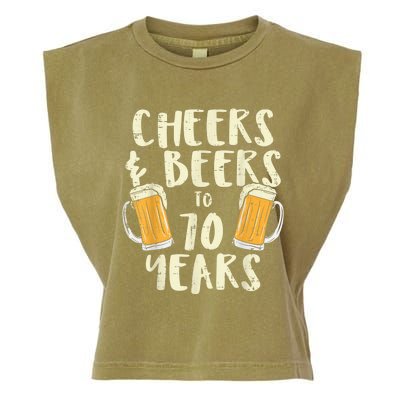  Cheers Beers 70 Years Old 70th Birthday Drinking Gift  Garment-Dyed Women's Muscle Tee