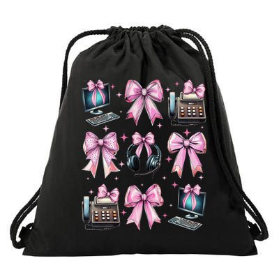 Coquette Bow 911 Dispatcher Operator Computer Telephone Drawstring Bag
