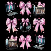 Coquette Bow 911 Dispatcher Operator Computer Telephone Flat Bill Trucker Hat