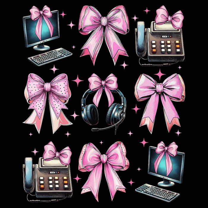 Coquette Bow 911 Dispatcher Operator Computer Telephone Flat Bill Trucker Hat