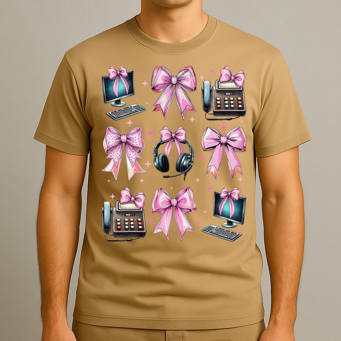 Coquette Bow 911 Dispatcher Operator Computer Telephone T-Shirt