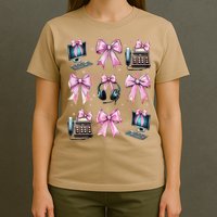Coquette Bow 911 Dispatcher Operator Computer Telephone T-Shirt