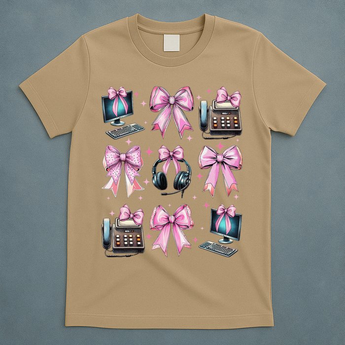 Coquette Bow 911 Dispatcher Operator Computer Telephone T-Shirt