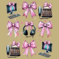 Coquette Bow 911 Dispatcher Operator Computer Telephone T-Shirt