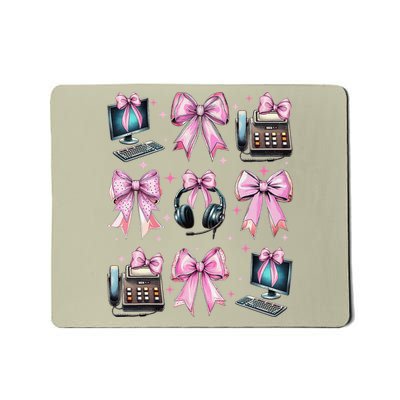 Coquette Bow 911 Dispatcher Operator Computer Telephone Mousepad