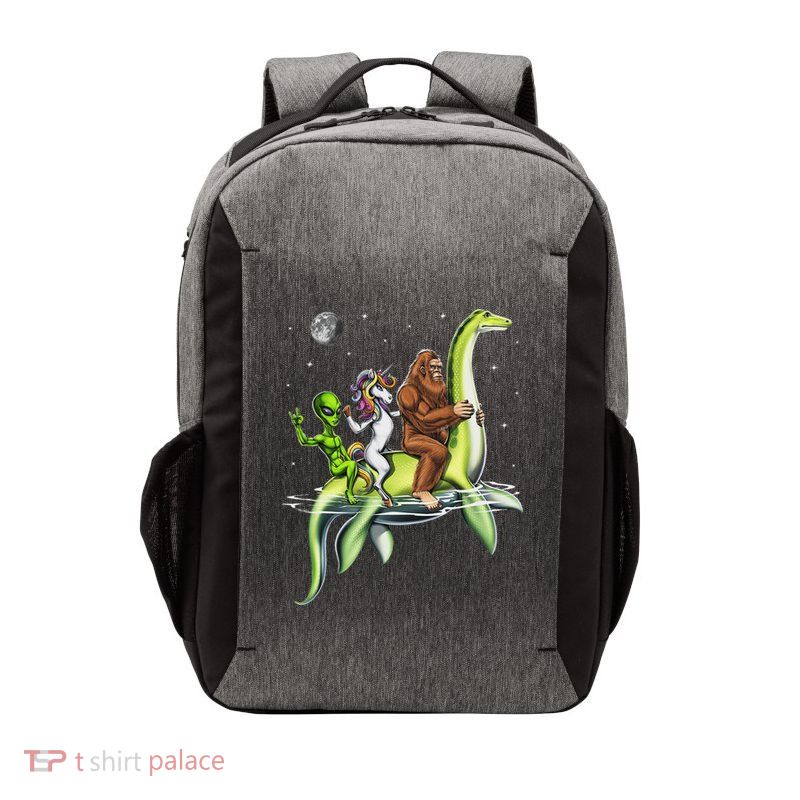 Cryptids Bigfoot Alien Unicorn Riding Loch Ness Monster Vector Backpack