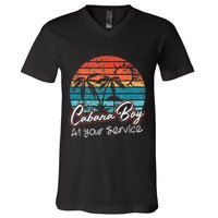 CABANA BOY AT YOUR SERVICE POOL PARTY BOY BARTENDER FUNNY V-Neck T-Shirt