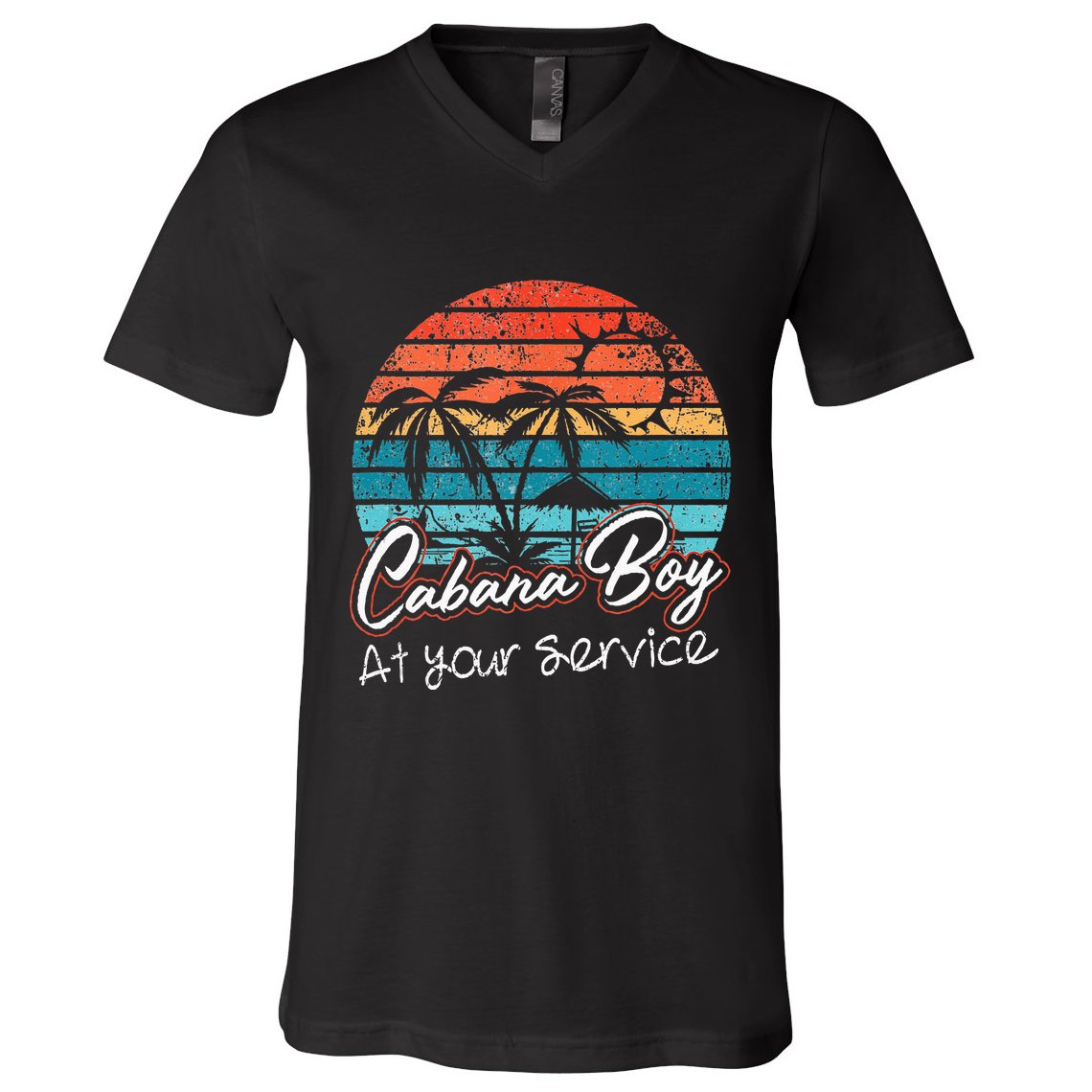 CABANA BOY AT YOUR SERVICE POOL PARTY BOY BARTENDER FUNNY V-Neck T-Shirt