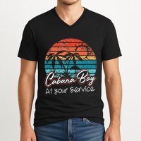 CABANA BOY AT YOUR SERVICE POOL PARTY BOY BARTENDER FUNNY V-Neck T-Shirt