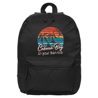 CABANA BOY AT YOUR SERVICE POOL PARTY BOY BARTENDER FUNNY 16 in Basic Backpack