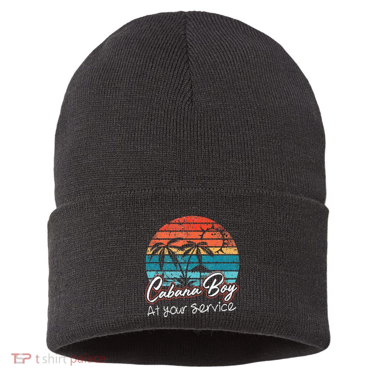 CABANA BOY AT YOUR SERVICE POOL PARTY BOY BARTENDER FUNNY Sustainable Knit Beanie