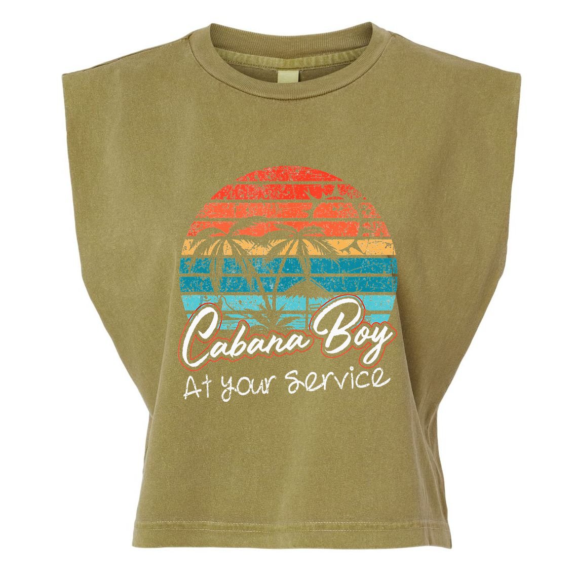 CABANA BOY AT YOUR SERVICE POOL PARTY BOY BARTENDER FUNNY Garment-Dyed Women's Muscle Tee