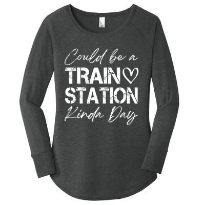 Could Be A Train Station Kinda Day Funny Clothing Women's Perfect Tri Tunic Long Sleeve Shirt