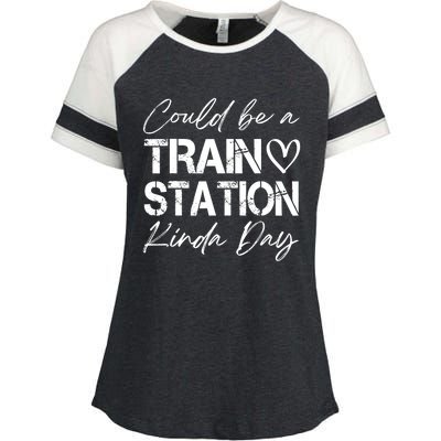 Could Be A Train Station Kinda Day Funny Clothing Enza Ladies Jersey Colorblock Tee