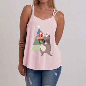 Cute Bear And Christmas Tree Believe In Christmas Meaningful Gift Women's Strappy Tank