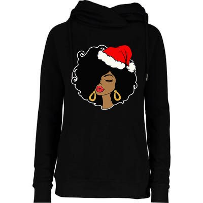 Christmas Black African American Santa Hat Xmas Gifts Womens Funnel Neck Pullover Hood