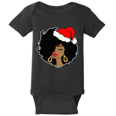 Christmas Black African American Santa Hat Xmas Gifts Baby Bodysuit