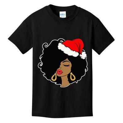 Christmas Black African American Santa Hat Xmas Gifts Kids T-Shirt