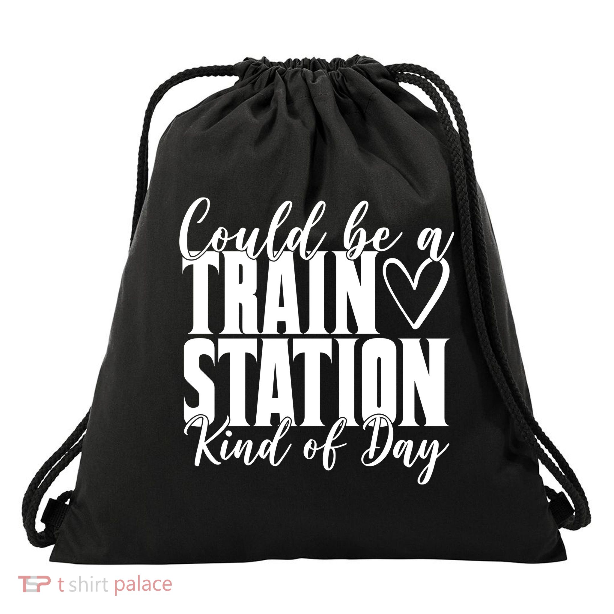 Could Be A Train Station Kind Of Day Drawstring Bag