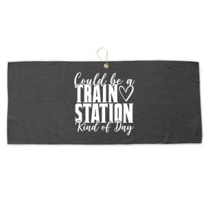 Could Be A Train Station Kind Of Day Large Microfiber Waffle Golf Towel