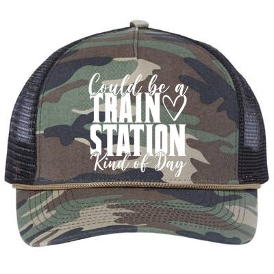 Could Be A Train Station Kind Of Day Retro Rope Trucker Hat Cap