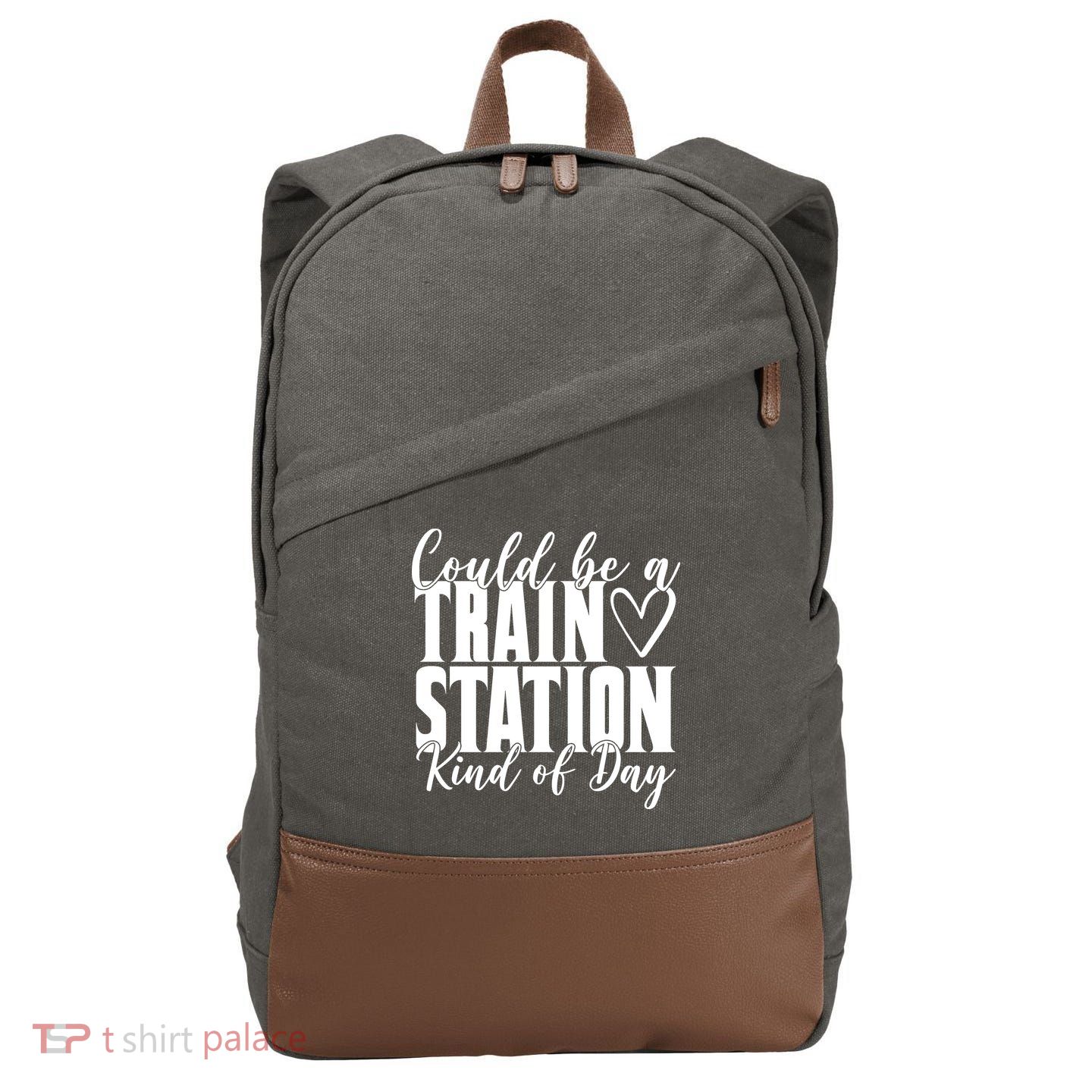 Could Be A Train Station Kind Of Day Cotton Canvas Backpack