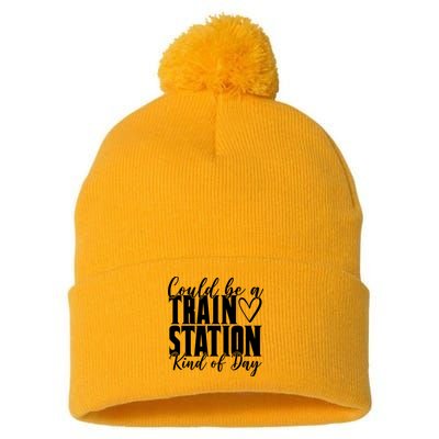 Could Be A Train Station Kind Of Day Pom Pom 12in Knit Beanie