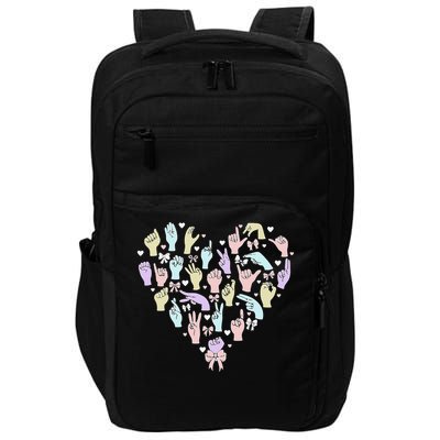 Coquette Bow ASL Heart Hand Sign Language Interpreter Deaf Impact Tech Backpack