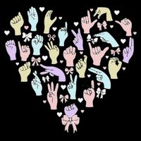 Coquette Bow ASL Heart Hand Sign Language Interpreter Deaf Daily Commute Backpack