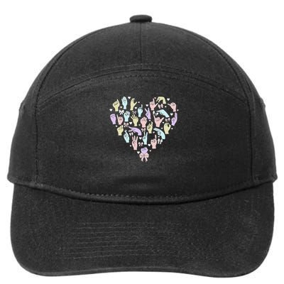 Coquette Bow ASL Heart Hand Sign Language Interpreter Deaf 7-Panel Snapback Hat