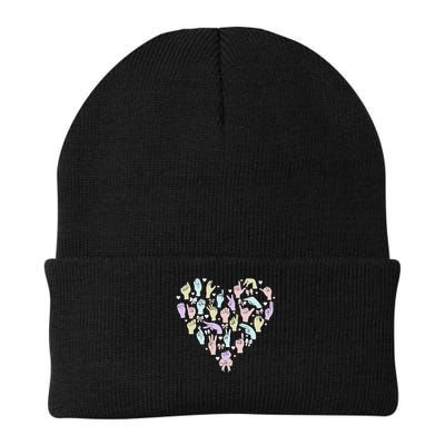 Coquette Bow ASL Heart Hand Sign Language Interpreter Deaf Knit Cap Winter Beanie
