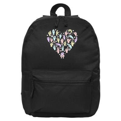 Coquette Bow ASL Heart Hand Sign Language Interpreter Deaf 16 in Basic Backpack