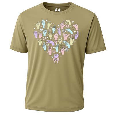 Coquette Bow ASL Heart Hand Sign Language Interpreter Deaf Cooling Performance Crew T-Shirt