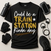 Could Be A Train Station Kind Of Day Womens Cooling Performance Crew T-Shirt