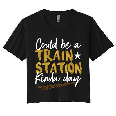 Could Be A Train Station Kind Of Day Womens Crop Top