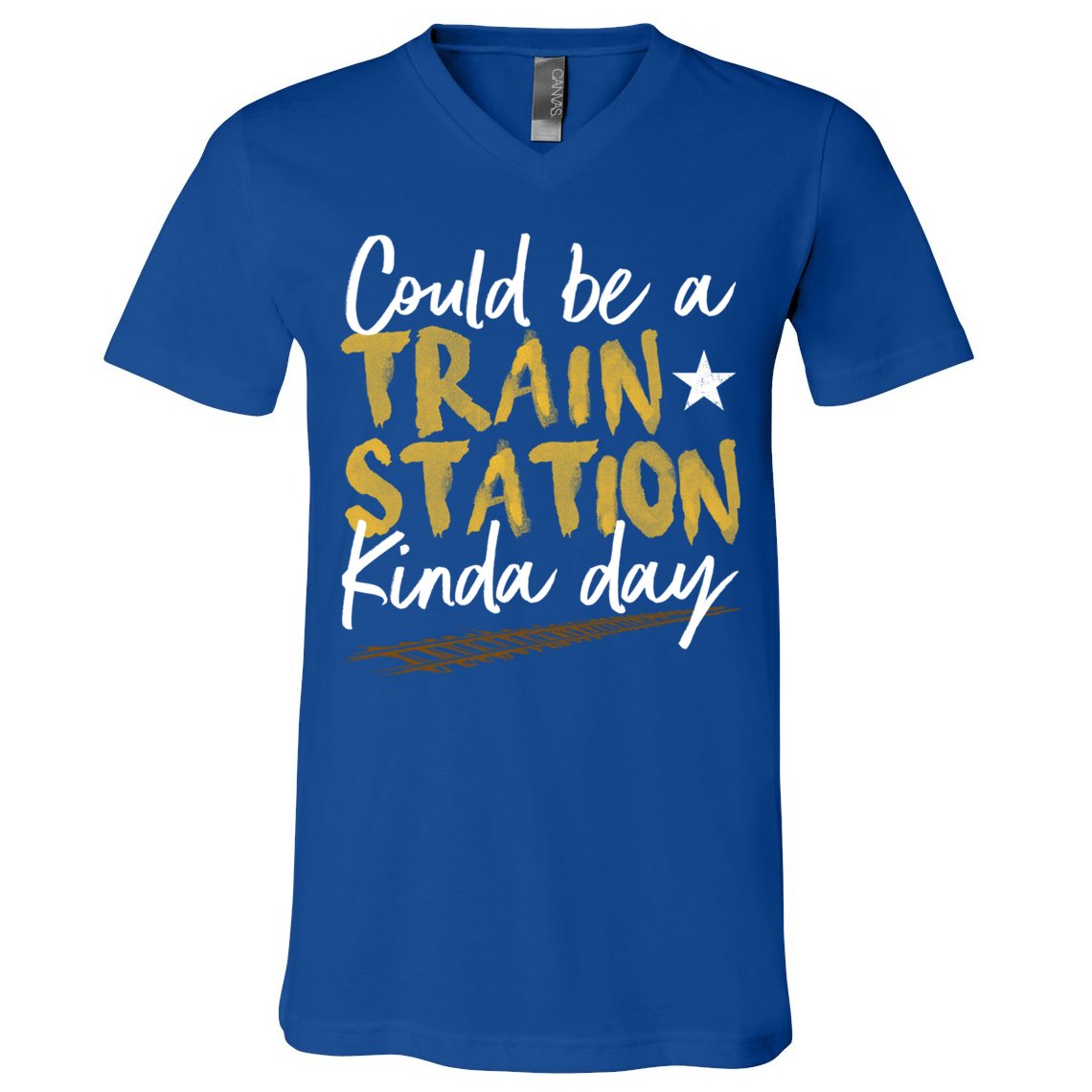 Could Be A Train Station Kind Of Day Womens V-Neck T-Shirt