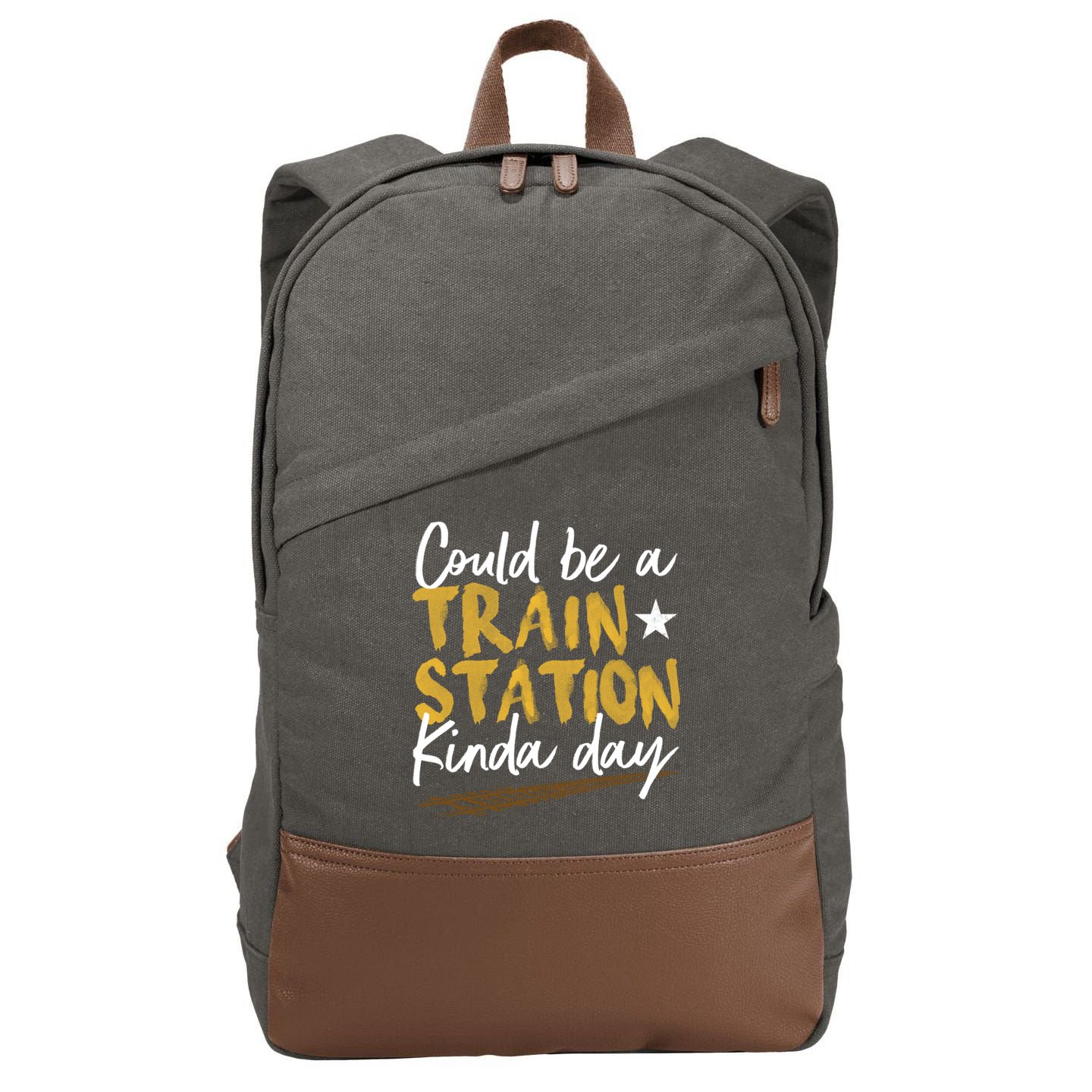 Could Be A Train Station Kind Of Day Womens Cotton Canvas Backpack