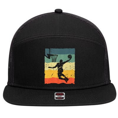 Cool Basketball Art For Men Women Vintage Basketball Player 7 Panel Mesh Trucker Snapback Hat