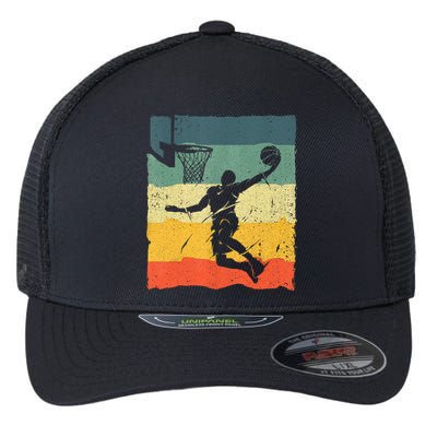 Cool Basketball Art For Men Women Vintage Basketball Player Flexfit Unipanel Trucker Cap