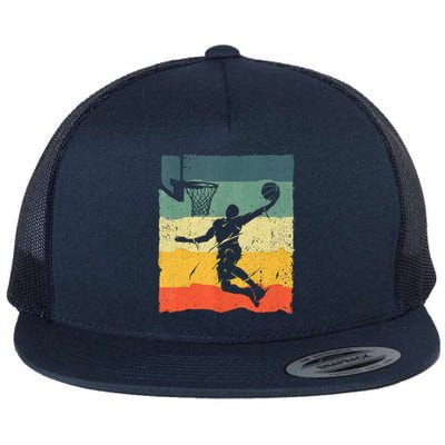 Cool Basketball Art For Men Women Vintage Basketball Player Flat Bill Trucker Hat