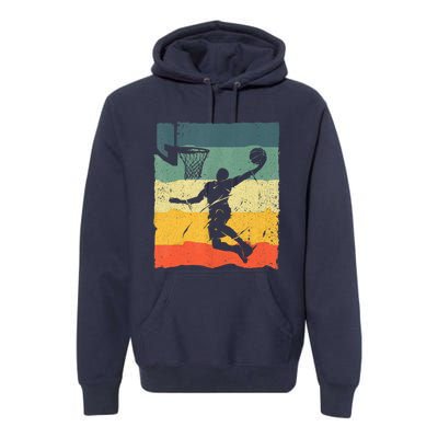 Cool Basketball Art For Men Women Vintage Basketball Player Premium Hoodie